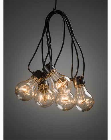 Konstsmide Ljusslinga E27 5 amber LED-lampor m timer 6h 4xAA. Batteridriven. 2372-800