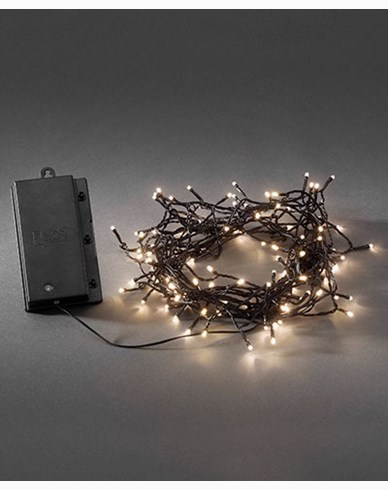 Konstsmide Batteridrevet Lysslynge 120 varmhvite LED, skumringssensor og timer. Svart. 3729-100