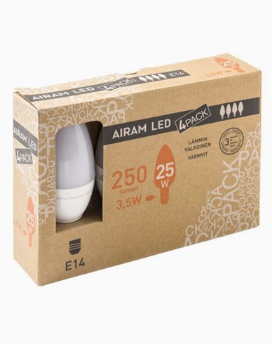 AIRAM LEDlampa Kronljus E14, 3,5W 4-pack