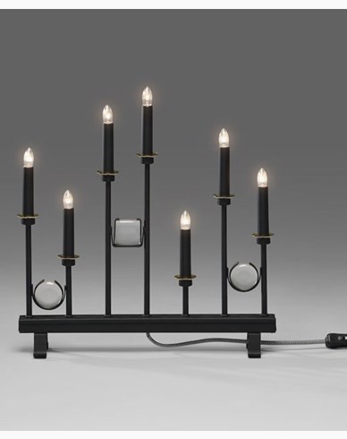 Konstsmide Elljusstake 7 ljus svart metall med dekorationer 24V/IP21