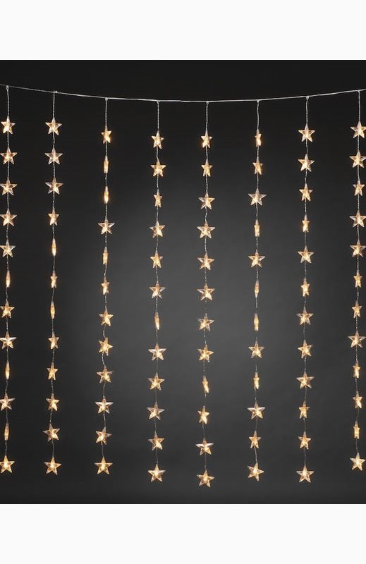 Konstsmide Gardinslinga stjärnor, 140x120cm 120 amber LED 30V/IP20