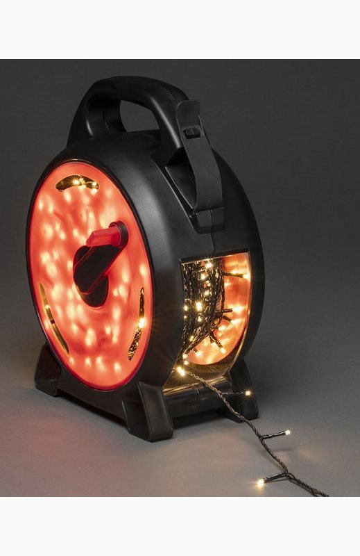 Konstsmide Sladdvinda, 600 varmvita Led, svart soft cable. 30V/IP44