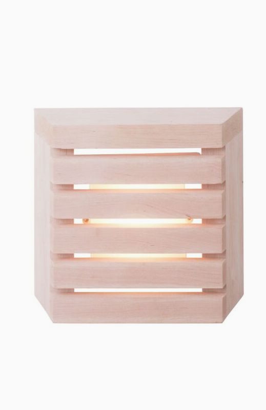 AIRAM Saunaled square 8W/827 väggarmatur i obehandlat alträ IP65. Dimbar