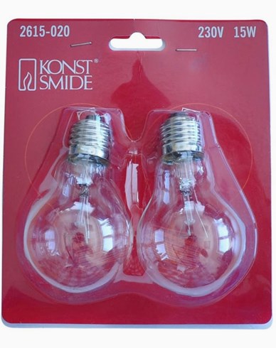 Konstsmide Normaalimuotoinen hehkulamppu 15w kirkas 230v E27 2 kpl