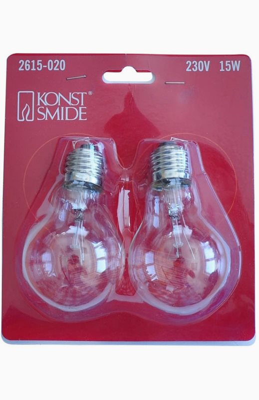 Konstsmide Normalformad gl&ouml;dlampa 15w klar 230v E27 2-pack