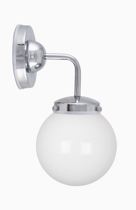 Globen Lighting Vägglampa Alley 1 IP44 Krom/Vit