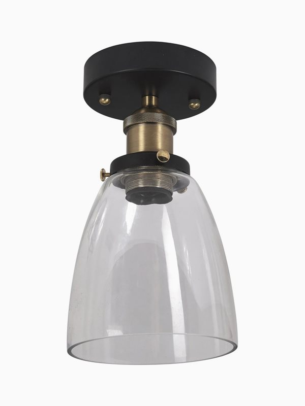 PR Home Kappa Taklampa Svart/mässing Klar 14cm