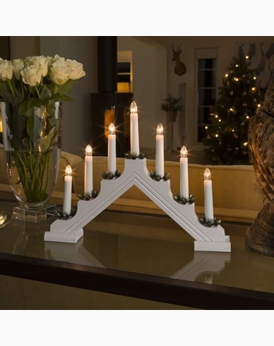 Konstsmide Elljusstake Vit plast 7 ljus 28cm