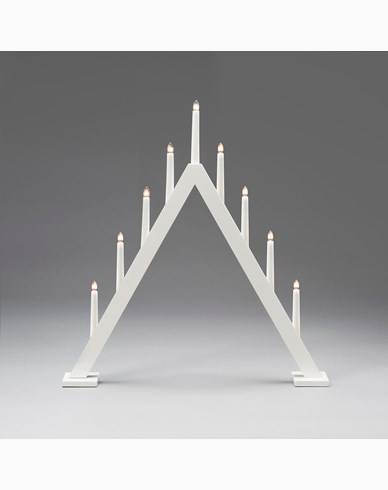 Konstsmide Elljusstake 9 ljus trä matt vit