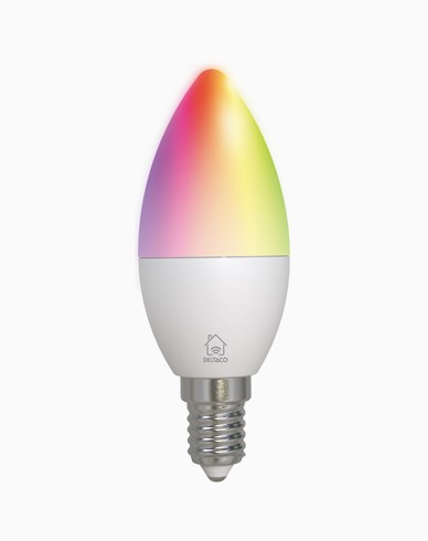 Deltaco Smart Home LED-lampa, E14, C37, WiFi 2,4 GHz, 4,9W, 470 lm