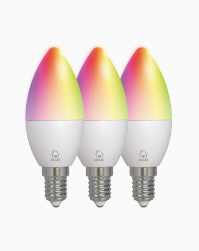Deltaco Smart Home LED-pære E14 C37, 4,9W, 470 lm, 3-pk