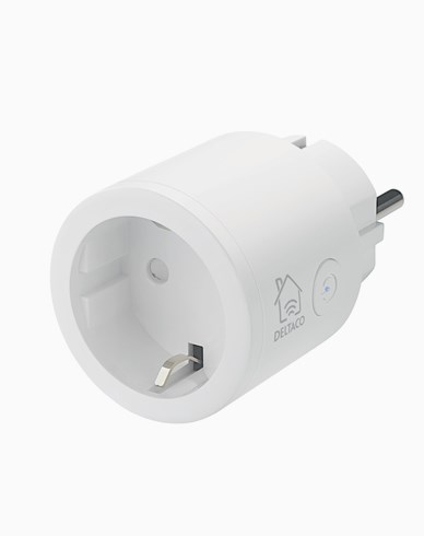 Deltaco Smart Home strömbrytare, 1xCEE 7/3, 10A, timer, 220–240V,vit
