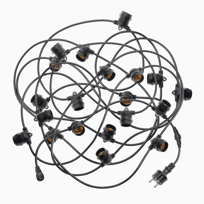 Unison Ljusslinga svart 10m 20xE27 IP44 p&aring;byggbar