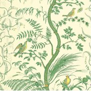 Brunschwig & Fils Tapet Bird and Thistle Green
