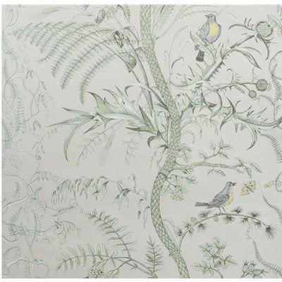 Brunschwig & Fils Tapet Bird and Thistle Silver
