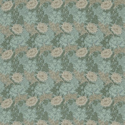 William Morris & Co Tyg Chrysanthemum Green/Biscuit
