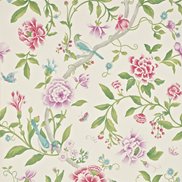 Sanderson Tapet Porcelain Garden Magenta/Leaf Green