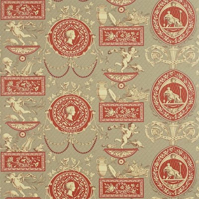 Sanderson Tapet Roman Toile Grey/Red/Cream
