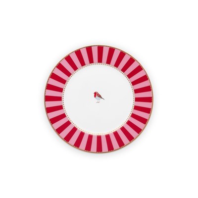 PiP Studio Tallrik Love Birds Stripe Red/Pink 17 cm