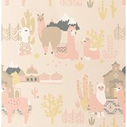 Majvillan Tapet Lama Village Light Sunny pink