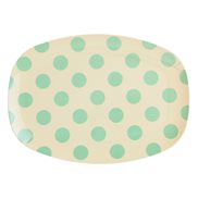 Rice Tallrik Oval Green Dot