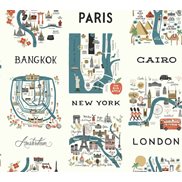 Rifle paper co Tapet City Maps Blue/Red