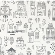 Majvillan Tapet Small Town Soft Black