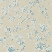 Sanderson Tapet Magnolia & Pomegranate Parchment/Sky Blue