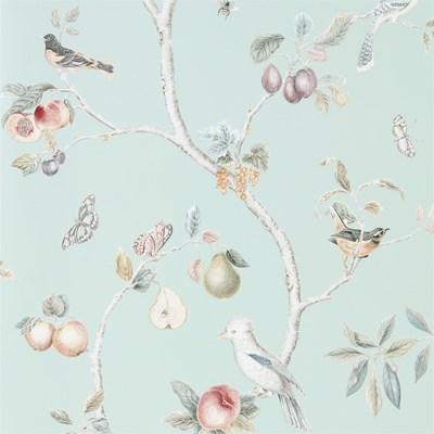 Sanderson Tapet Fruit Aviary Duck egg/Multi