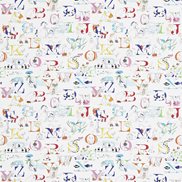 Sanderson Tyg Alphabet Zoo Rainbow Stripe