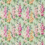 Sanderson Tyg Hollyhocks Mint/Pink