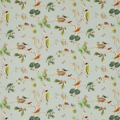 Sanderson Tyg Woodland Chorus Sky Blue/Multi