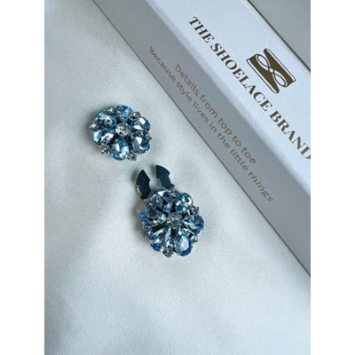 The Shoelace Brand Button Charm Hollie Light Blue Silver