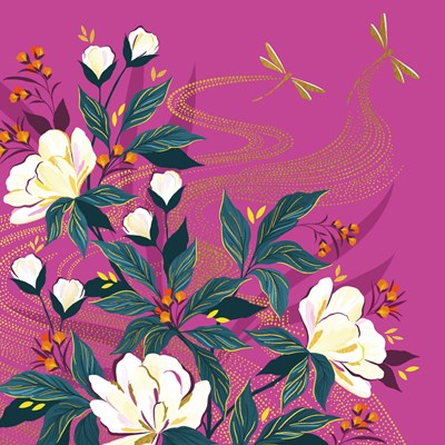 Sara Miller Kort Floral & Dragonflies