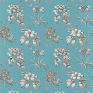 Sanderson Tyg Etchings & Roses Pale Cobalt/Metallic