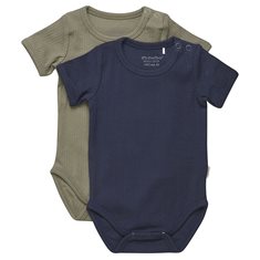 Minymo 2-Pack Body 50-80 Ribbad Kortärmad Blå/Grön