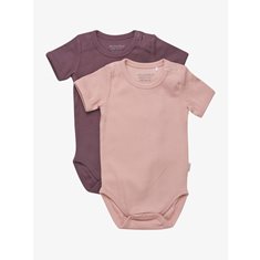 Minymo 2-Pack Body 50-80 Ribbad Rosa/Lila Kortärmad