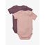 Minymo 2-Pack Body 50-80 Ribbad Rosa/Lila Kortärmad