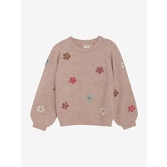Minymo Stickad Tröja 116-140 Rosa Blommor