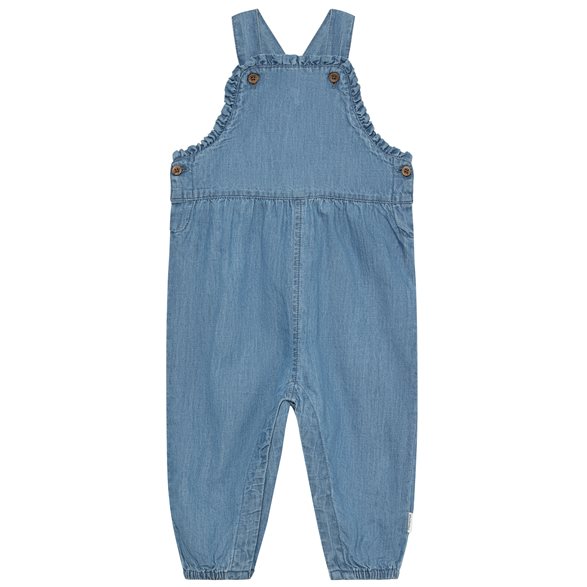 Minymo Mjuka Hängslebyxor 62-80 Blåa Med Volang