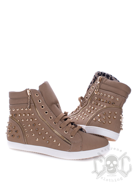 Mix From Italy Studs Shoes, Khaki