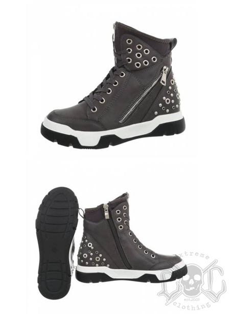 Mix From Italy Studs High Shoes, Grey