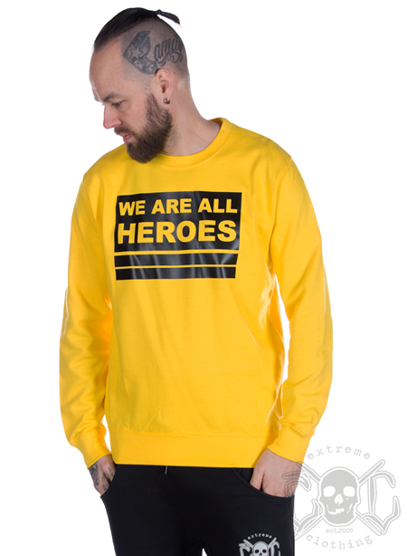 eXc We Are All Heroes Sweatshirt Unisex, Gul