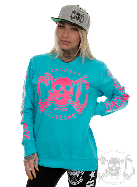 eXc E A F Pink Sweatshirt, Surf Blue