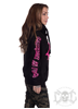 eXc E A F Cross Neck Hoodie, Black/Pink