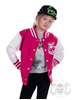 eXc New Skull Kids Varsity Jacket, Pink/White
