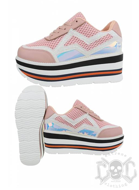 Mix From Italy High Sole Sneakers, Pink