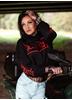 Dirty Dirty Cropped Hoodie, Black N Red