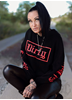 Dirty Dirty Cropped Hoodie, Black N Red