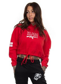 Rebel For Life We Don´t Name Drop Cropped Oversize Hoodie, Red